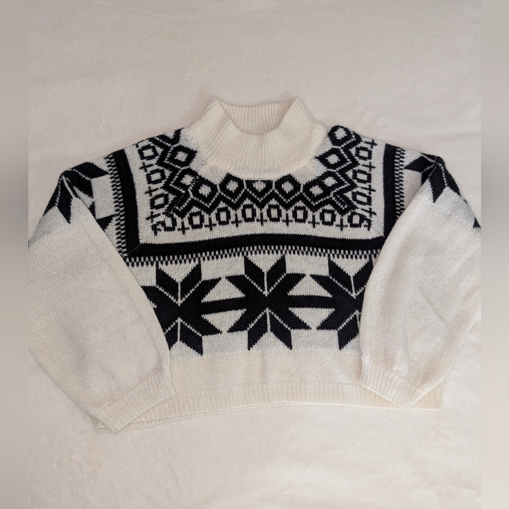 Derek Heart Fair Isle Mock Neck Sweater | Size L